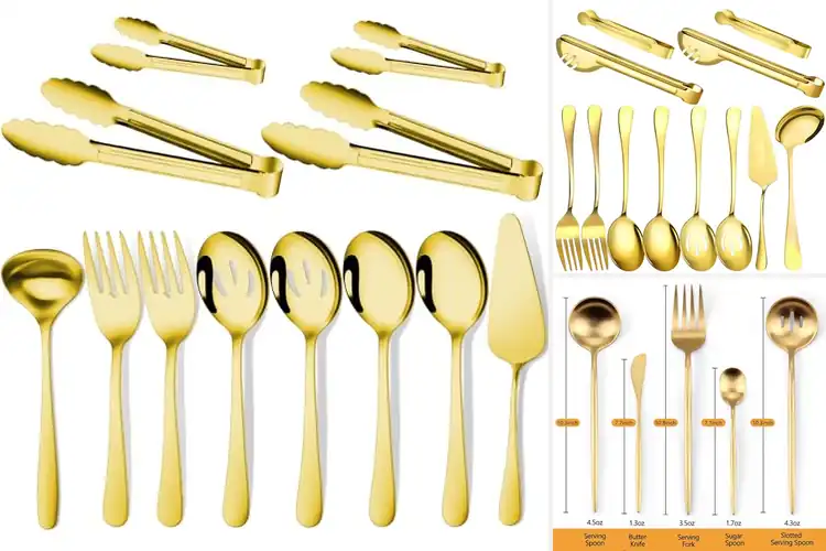 Detailed view of Best Rustic Gold Serving Set
